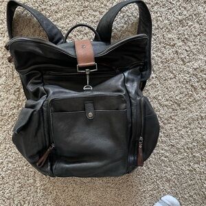 Black vegan leather backpack